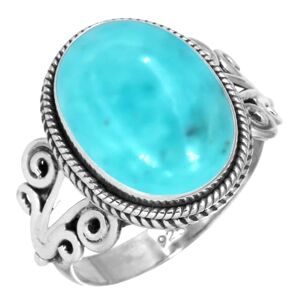 Jeweloporium Bleu ciel Naturel Smithsonite Bague en argent 925 pour femme Gemme Fait main Bague en argent Taille 58 Mariage Cadeau Cocktail Bijoux - Publicité