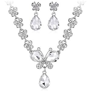 VELESAY Mariage Parure Mariée Collier pour Femme Demoiselle Cristal Mariage Prom Strass Boucle d'oreille Ensemble Mariage Fiançailles Mariée Demoiselle d'honneur Fantaisie Cadeau Bijoux Parure Mariage Bijoux - Publicité