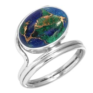 Jeweloporium Multicolore Naturel Azurite de Mohave Bague en argent sterling 925 pour femme Gemme victorien Bague en argent Taille 54.5 Action de grâces Cadeau Fait main Bijoux - Publicité