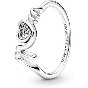 Pandora Moments Bague Signet Pavé inscription « Mom » (Maman) en argent sterling avec zircones cubiques transparentes, taille 50 - Publicité