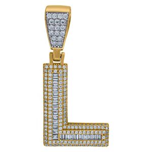 JewelryWeb Mea Jewelry Collier avec pendentif en forme de lettre de l'alphabet en argent sterling 925 jaune pour homme avec zircone cubique imitation diamant L, One Size, Zircone cubique Métal Zircone cubique - Publicité