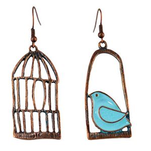 YAZILIND Femmes Bohème Dangle Drop Boucles D'oreilles Vintage Oiseau Cage À Oeil De Poisson Hook Earrings Déclaration Rétro Ethnique Bronze Oreille Bijoux - Publicité