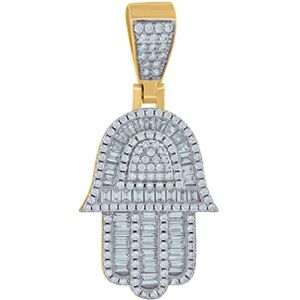 JewelryWeb Collier avec pendentif en argent sterling 925 jaune pour homme avec zircone cubique imitation diamant humsa, One Size, Zircone cubique Métal Zircone cubique Pierre précieuse Métal, Zircone - Publicité