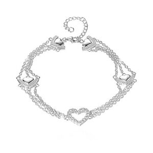 GW Chaine de Cheville pour Femme en Argent 925/1000 avec Oxyde de Zirconium Rond Chaîne Réglable - Publicité