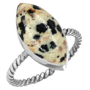 Jeweloporium Multicolore Naturel Dalmatian Bague en argent sterling 925 pour femme Pierre Précieuse victorien Bague en argent Taille 58.5 Halloween Cadeau Fait main Bijoux - Publicité