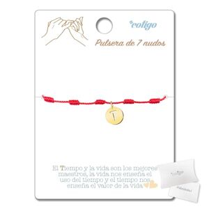 cotigo Bracelet 7 nœuds rouge avec lettre initiale A-Z en acier inoxydable amulettes porte-bonheur et protection Bracelet mauvais œil Bracelet fil rouge pour couples amitié femme, Acier - Publicité