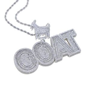 ATJMLADYJEWELRY Collier avec pendentif en forme de chèvre avec micro pavé 5A CZ Iced Out Bling Hip Hop pour homme et garçon, Laiton, Zircone cubique - Publicité