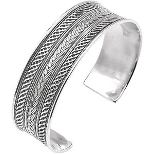 Treasure Bay Bracelet manchette large en argent sterling 925 pour homme et femme   Beau bracelet manchette tressé en argent sterling 925, L, Argent - Publicité