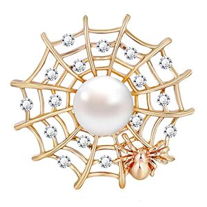 KristLand Araignée Toile Broche Plaqué Or Pierre De Cristal Scintillante Strass Perle Broche De Corsage Bijoux Fête Coffret Cadeau Femme Homme Enfant - Publicité