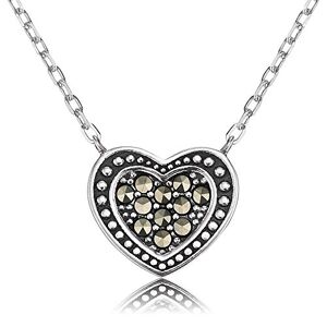 Engelsrufer coeur collier avec pendentif pour femmes Vintage Look 925-Sterling argent Markasite longueur 40 cm (15,75") + 4 cm (0,16) - Publicité