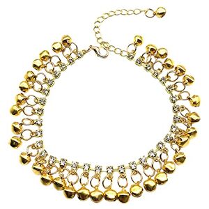 Maxpex Bracelet de Cheville de Mode Cloche Gland Cheville Mode Personnalité Plage Cheville Cloche Strass Cheville Cheville Or Rose Bracelet Infini Strass Bracelet Cher Pour Fille (Gold, One Size) - Publicité