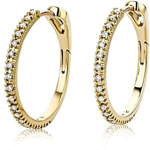 Miore Boucles d'Oreilles pour Femmes avec Diamants 0.20 Ct Créoles en Or Jaune 18 Carat / 750 Or, Bijou avec Diamants et Brillants - Publicité