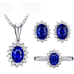 FDEETY Femme Parure de Bijoux Zircon 925 Argent Goutte Collier Boucles D'oreilles Anneau Ouvert Ensemble de Bijoux, Bleu - Publicité