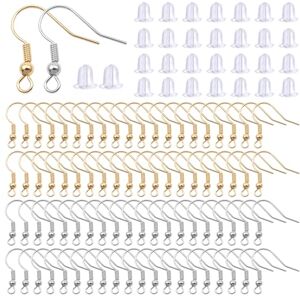 TOAOB THE ONE AND ONLY BABY TOAOB 800pcs Crochets Boucle d'oreilles Fil 18mm Hypoallergénique Attache Plaqué Plaqué 925 Argent Doré avec 4 x 5mm Fermoirs Dos en Silicone Transparent Apprêt pour Accessoires de Bijoux Fabrication - Publicité