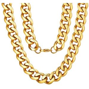 ChainsPro Collier Chaîne Homme Or 18 Carat 12MM,Collier Grosse Maille Gourmette,Chaîne Cubaine Grosse Doré Homme,Collier Hippie Chic,Collier Homme Rock Chaîne Collier Homme 28"(71cm) - Publicité