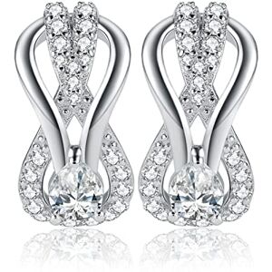 JewelryPalace 2.4ct Infini Double Noeud Boucles d'oreilles Zircon en Argent 925 Femme, Clous d'oreilles Infinity Amour Eternel Jeune Fille, Ensemble Parure de Bijoux Blanc Pierre Cadeau Anniversaire - Publicité