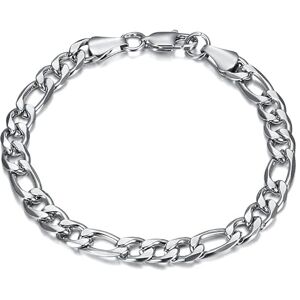 BOBIJOO Jewelry Gourmette Bracelet HommeMaille Figaro 3+1 Acier inoxydable 316l Argent Longueur au choix Argent 19cm - Publicité