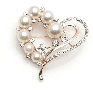 Generic Broche en forme de fleur simple et classique en forme de cœur incrusté de perles d'imitation pour décoration de vêtements, bijoux, taille M - Publicité