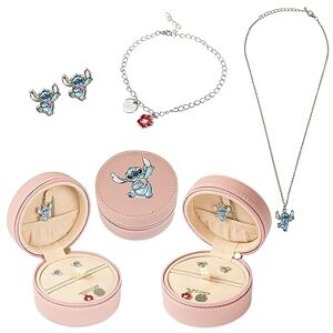 Disney Bijoux Enfants Fille, Parure, Bracelet, Boucle d'Oreille, Collier d'Amitié Stitch (Rose Pendentif) - Publicité