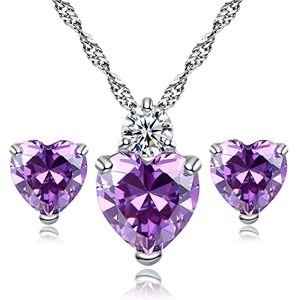 Generic KAS075 Parure de bijoux tendance en forme de cœur en cristal pour femme avec collier et boucles d'oreilles à tige - Publicité