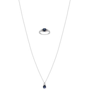 MATY OUTLET -Parure argent 925 zirconia bleu et blanc 49-50,51-52,53-54,55-56,57-58,59-60 - Publicité