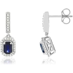 Boucles d'oreilles MATY Or 750 blanc Saphirs bleus et Diamants- MATY