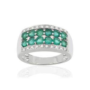 MATY OUTLET -Bague or 750 Ã©meraudes et diamants 62,49,59,52,60,61,48,53,55,54,56,57,58,50,51