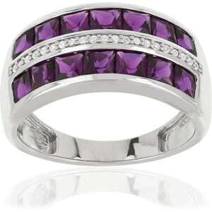 MATY OUTLET -Bague argent 925 pierres imitation violettes carrÃ©es et zirconias 49-50,51-52,53-54,55-56,57-58,59-60