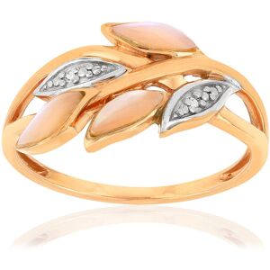 Bague or 375 rose 2 tons feuillage nacres roses et diamants- MATY 48,49,50,51,52,53,54,55,56,57,58,59,60,61,62