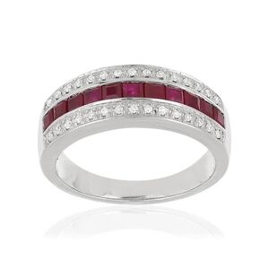 Bague or blanc 750 rubis diamants- MATY 48,49,50,51,52,53,54,55,56,57,58,59,60,61,62