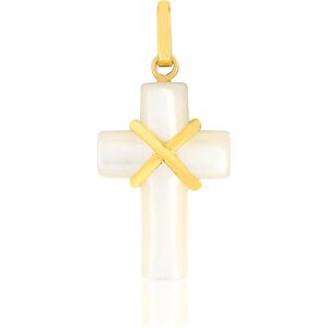 Pendentif croix or 375 jaune et nacre blanche- MATY