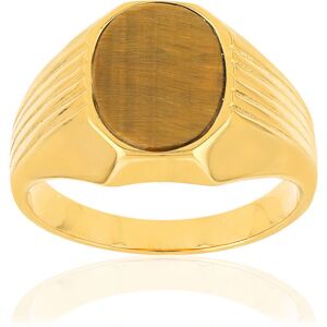 Bague or 375 jaune ovale oeil de tigre marron- MATY 54,55,56,57,58,59,60,62,64,66,68,72,69,70,61,63,71,65,67