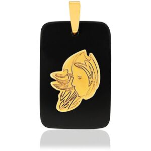 Pendentif or jaune 375 zodiaque vierge onyx noir- MATY