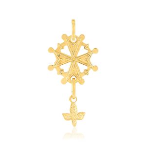 Pendentif croix huguenote or 750 jaune- MATY