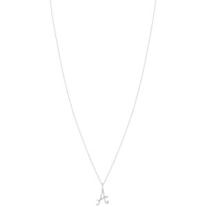 MATY OUTLET -Collier or 375 blanc initiale diamants 45 cm A,B,C,D,E,F,G,H,I,J,K,L,M,N,O,P,Q,R,S,T,U,V,Y,Z