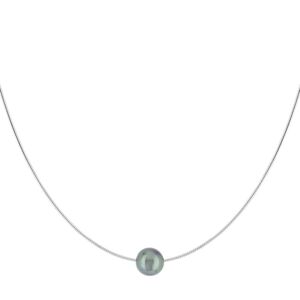 Collier argent 925 omÃ©ga perle de culture de Tahiti 45 cm- MATY