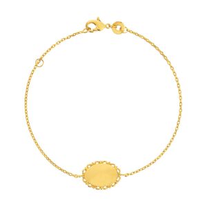 Bracelet plaquÃ© or mÃ©daille ovale personnalisable 18 cm- MATY