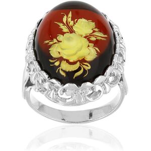 Bague argent 925 fleurs ambre- MATY 49-50,51-52,53-54,55-56,57-58,59-60,61-62 - Publicité