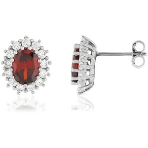 Boucles d'oreilles argent 925 ovales riconias rouges et blancs- MATY