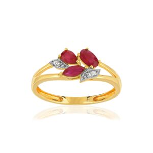 Bague or 375 2 tons rubis et diamants- MATY 48,49,50,51,52,53,54,55,56,57,58,59,60,61,62