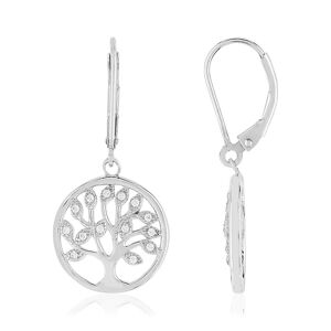 Boucles d'oreilles argent 925 dormeuses arbres de vie zirconias- MATY