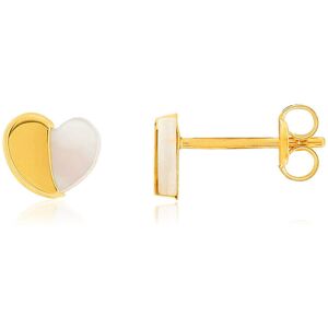 Boucles d'oreilles or 375 jaune coeurs nacres- MATY