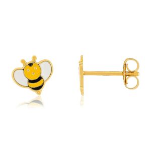 Boucles d'oreilles or 375 jaune laque abeilles- MATY