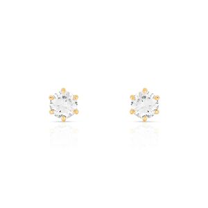 Boucles d'oreilles or 750 jaune diamants synthÃ©tiques 0.40 carat- MATY