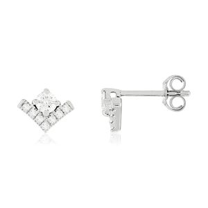 Boucles d'oreilles or blanc 750 diamants synthÃ©tiques- MATY