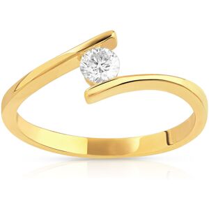 Solitaire or jaune 750 diamant synthÃ©tique 0.15 carat- MATY 48,49,50,51,52,53,54,55,56,57,58,59,60,61,62