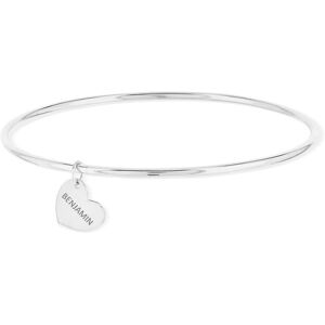 Bracelet jonc argent 925 pampille coeur personnalisable- MATY - Publicité