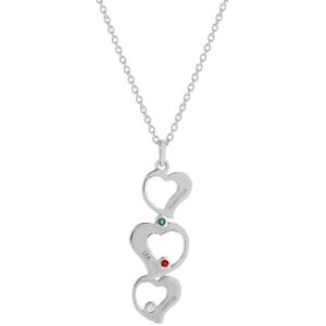 Collier argent 925 triple coeur personnalisable zirconias multicolores 44,5 cm- MATY