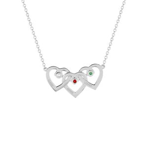 Collier argent 925 coeurs entrelacÃ©s zirconias blanc rouge et vert 44,5 cm- MATY