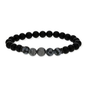 Bracelet onyx boule acier 19 cm- MATY